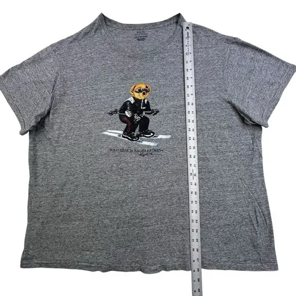 Polo Bear by Ralph Lauren T-Shirt Ski Shirt Size 2XB Gray Short Sleeve Skiing - Picture 6 of 6